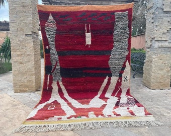 RED BOUJAAD RUGS, Morrocan rug, Soft shag wool rug, Moroccan Berber rug, Bohemian rug,Soft rugs