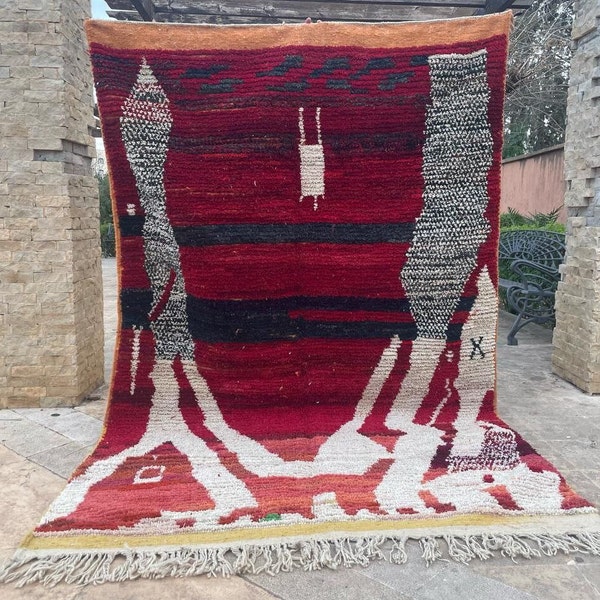 RED BOUJAAD RUGS, Morrocan rug, Soft shag wool rug, Moroccan Berber rug, Bohemian rug,Soft rugs