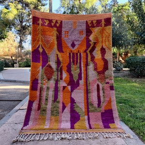 Orange Boujaad Rug: Hand-Knotted Moroccan Berber Wool Rug