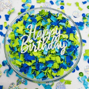 Birthday Party Confetti, Birthday Party Decorations, Confetti, Table Decor, Table Scatter, Blue Confetti, Green Confetti, Party Decorations