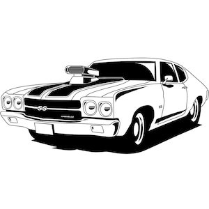 70 Chevelle black/white art