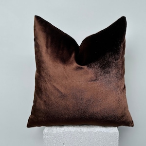Chocolate Brown Iridescent Cushion Cover,Brown Accent  Pillow,Solid Brown Pillowcase,Soft Cotton Velvet Fabric,Brown Euro Sham, Custom Size