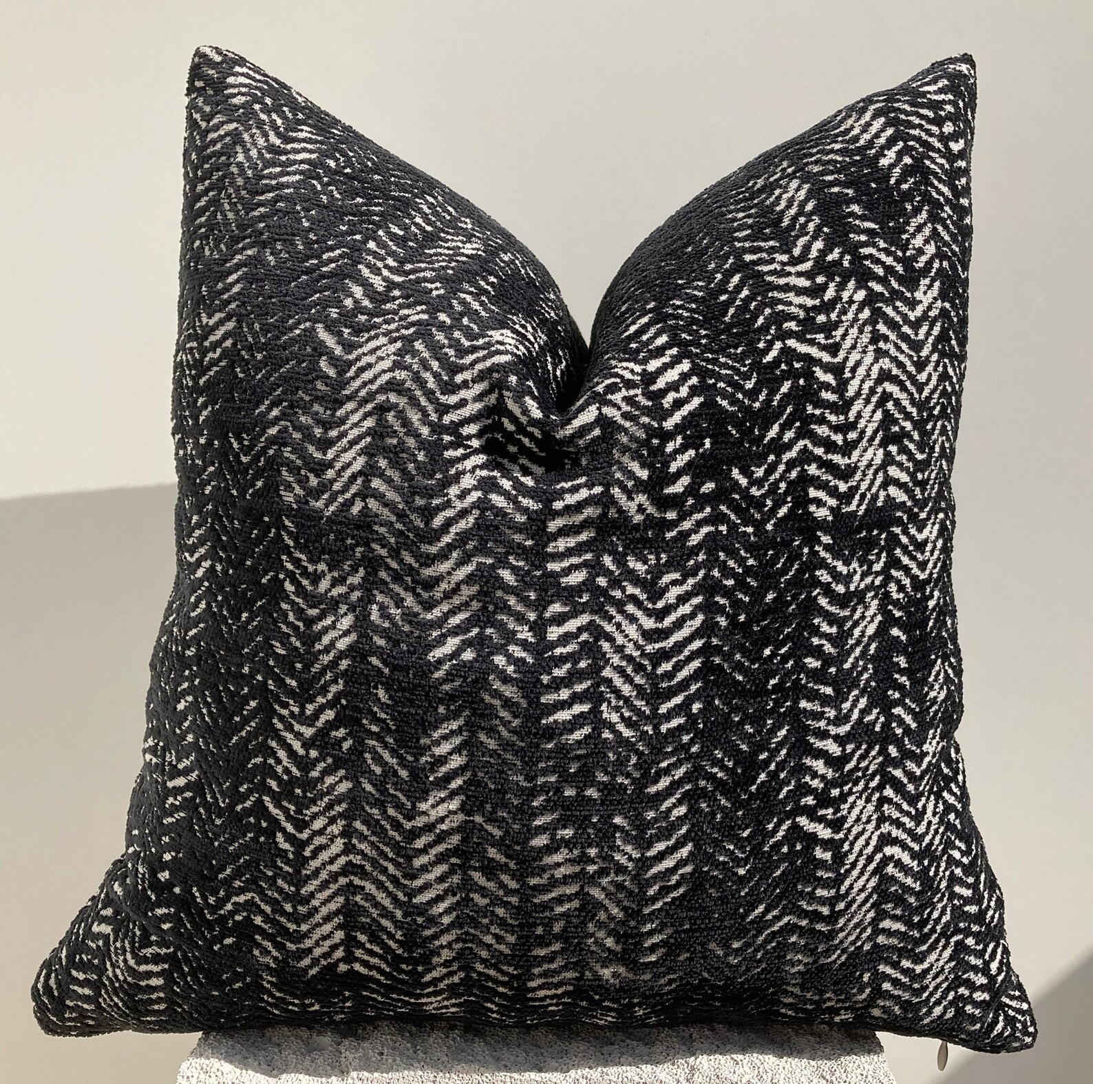 Black and White Pillow Cover Black Textured Couch Cover Etsy