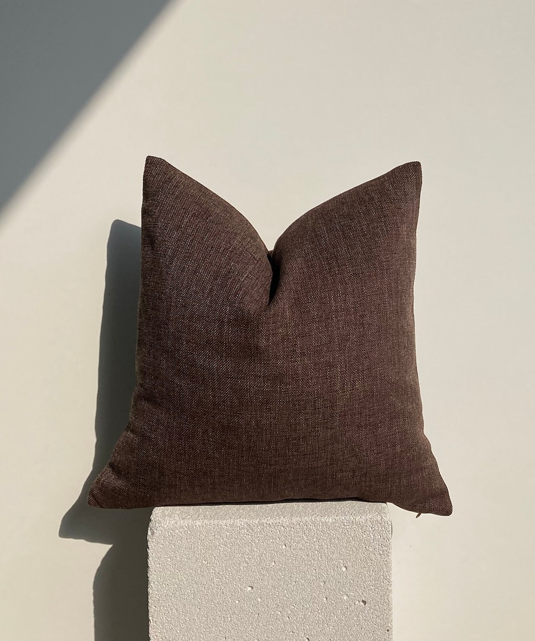 Chocolate Brown Textured Linen Pillows Cover,luxury Brown Linen Pillow