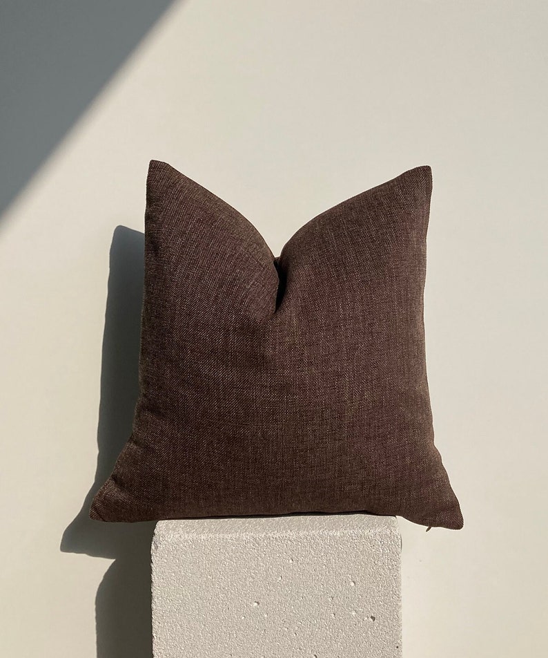 Chocolate Brown Textured Linen Pillows Cover Luxury Brown Etsy