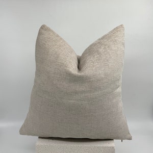Beige Textured Linen Pillows Cover, Luxury Sofa Pillow, Oatmeal Thick Pillow Cover, Beige Euro Sham, Handmade, Custom Size Pillow