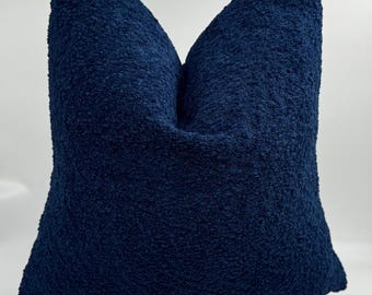 Navy Blue Luxury Boucle Cover,  Cobalt Blue Wool Cushion Cover, Boho Boucle Pillow Cover, Luxury Boucle Throw Pillow, Gifts For Home