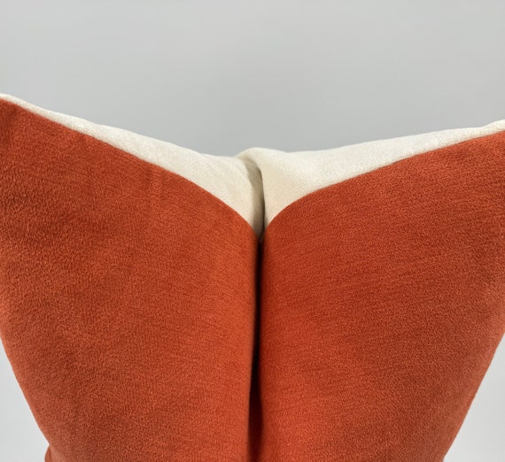 Orange and Beige Chenille Throw Pillow Cover Orange Decorative Pillow Double sided Design Throw Pillows Beige Throw Pillow Etsy Canada