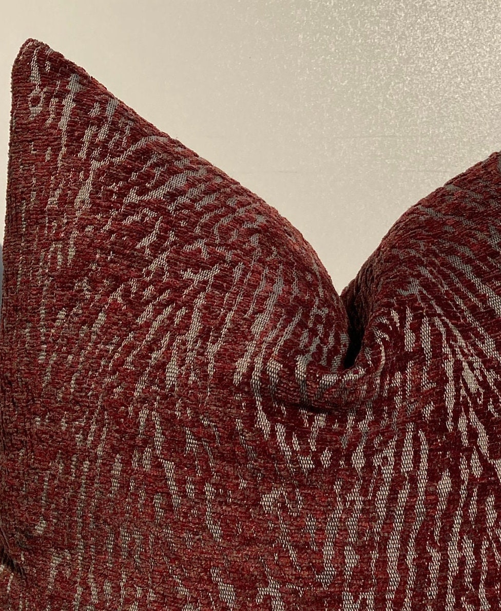 Burgundy Pillow Cover Burgundy and Grey Throw Pillow Etsy