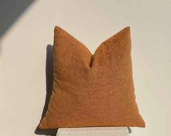 Orange Linen Cushion Cover,Linen Throw Pillow Cover,Soft Linen Decorative Pillow Case,Brunt Orange Throw Pillow Cover,Euro Sham, Custom Size
