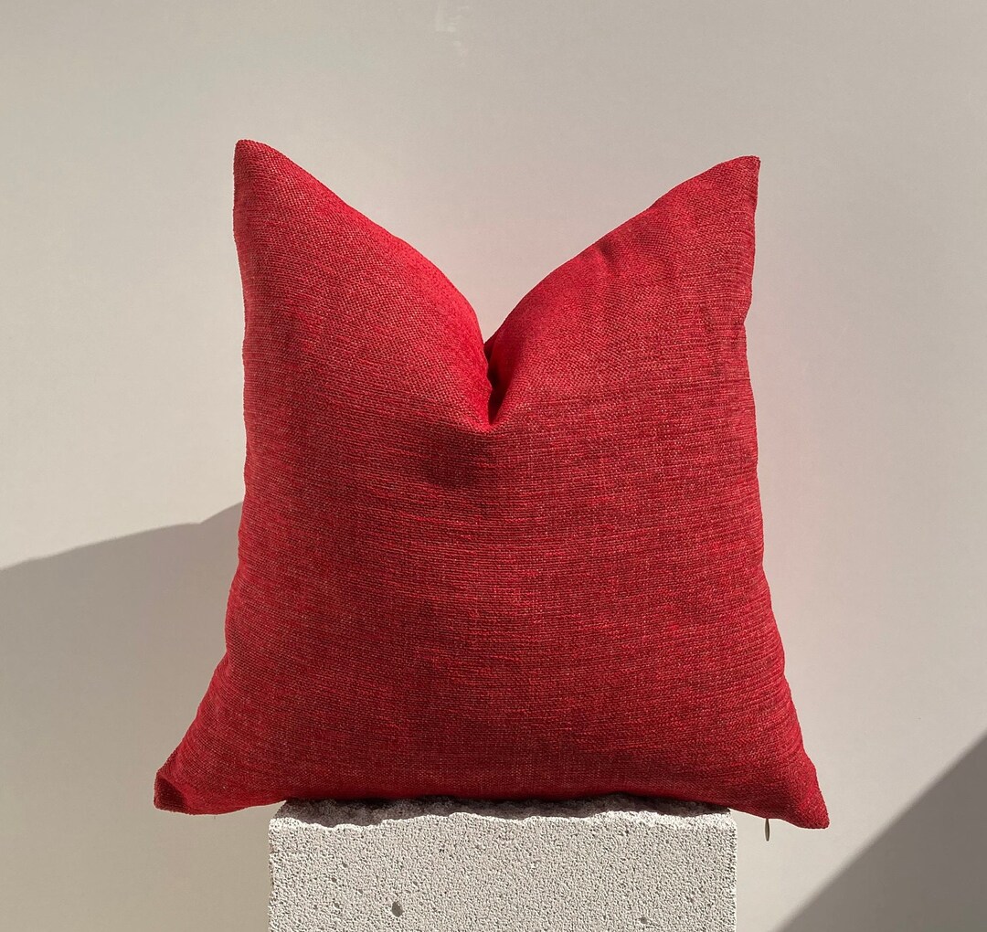 Red Solid Linen Pillow Cover, Decorative Cushion Cover,red Throw Pillow