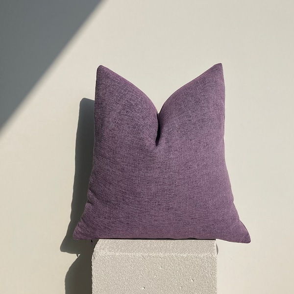 Lavender Purple Linen Pillow, Cotton Linen Soft Fabric, Linen Throw Pillow Cover, Purple Linen Cushion, Purple Textured Pillow, Mother's Day
