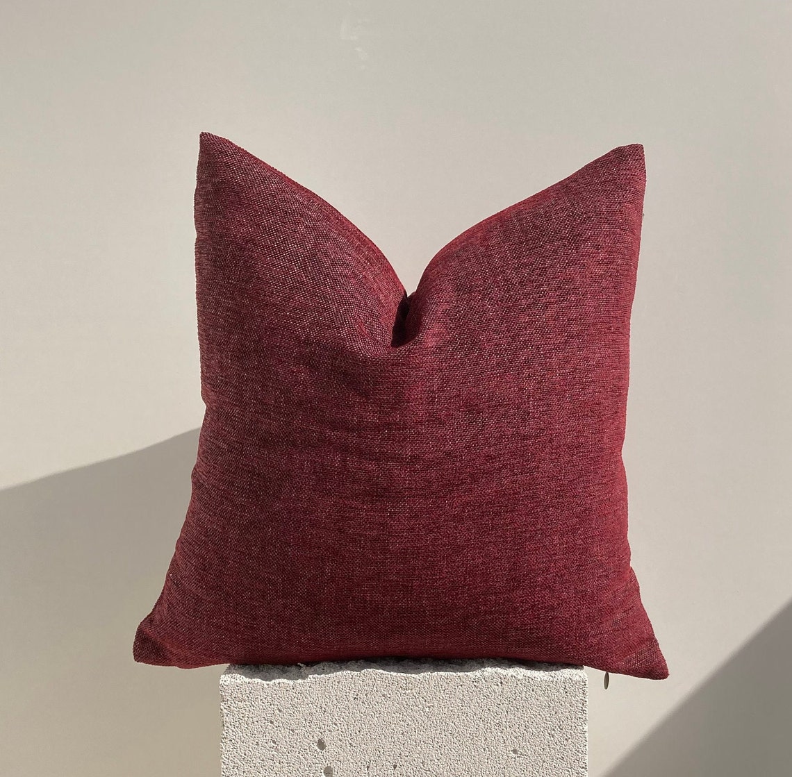 Burgundy Linen Cushion Cover Luxury Pillow Case Burgundy Etsy