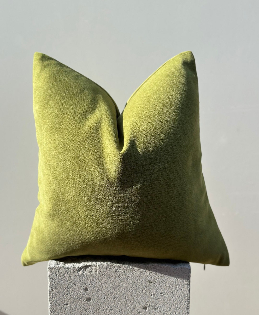 Green Chenille Pillow Cover, Lime Green Toss Pillow, Chartreuse