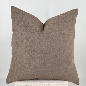 Brown Textured Throw Linen Pillow Cover, Modern Cushion Cover, Neutral Decorative Pillow for Sofa Couch, Warm Taupe Brown Pillow, All Sizes