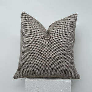 Brown and Beige  Basket-weave Woven Pillow Cover, Geometric Linen Textured Thick Fabric, Basket-weave  Brown Linen Sofa Pillow, Custom Size