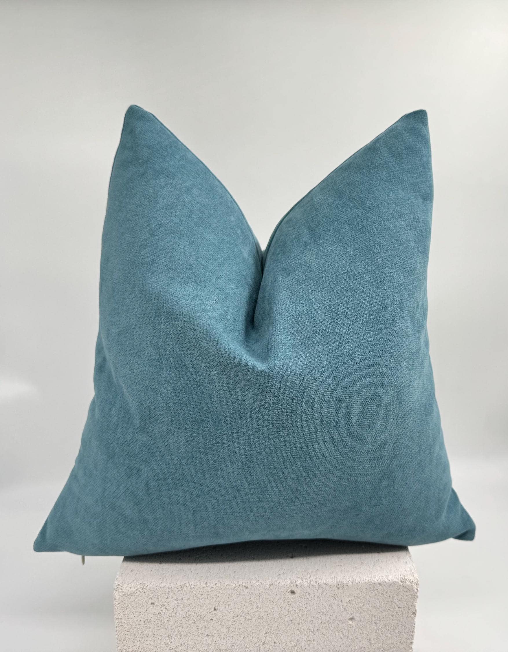 Light Blue Solid Chenille Pillow Cover, Sofa Decorative Pillow Cover, Sky Blue Textured Pillow, Blue Euro Sham, Handmade, Custom Size Pillow