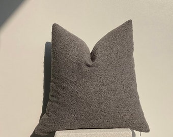 Gray Boucle Pillow Cover , Gray Teddy Euro Sham, Gray Accent Pillow, Teddy Boucle  Pillow, Sherpa  Cushion Cover, Custom Size Pillow