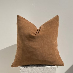 Camel Brown Solid Chenille Pillow Cover , Sofa Pillow Cover, Brown Textured Pillow, Brown Euro Sham, Handmade, All Sizes, Boho Pillow Cover