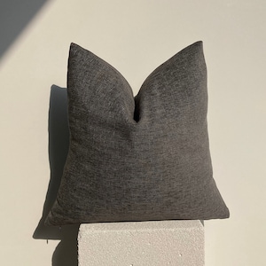 Gray Textured Linen Pillows Cover, Luxury Charcoal Gray Linen Pillow Cover, Thick Gray Pillows, Gray Euro Sham, Custom Size, Handmade