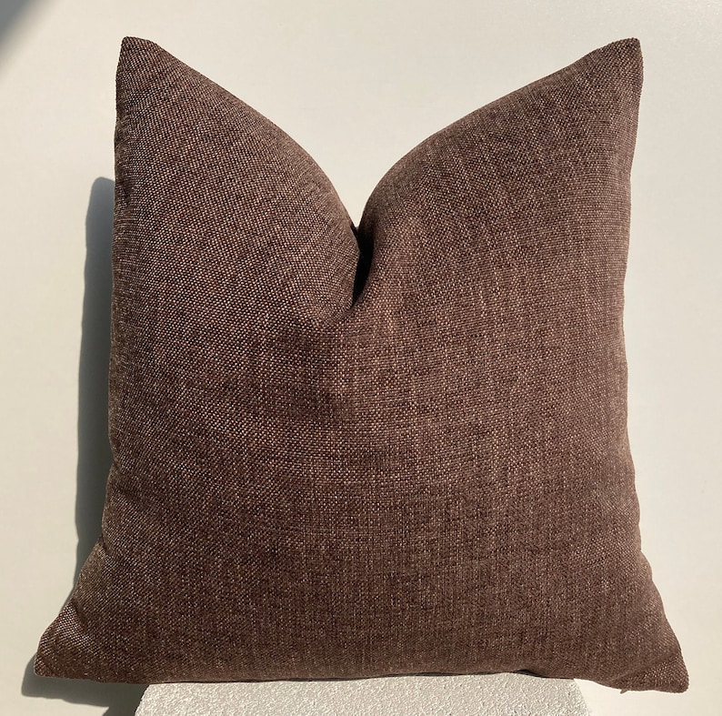 Chocolate Brown Textured Linen Pillows Cover Luxury Brown Etsy