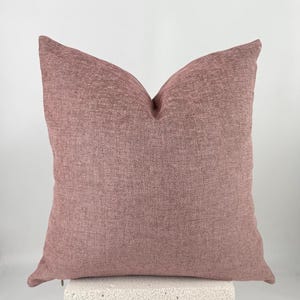 Dusty Rose Linen Throw Pillow Cover, Soft Pink Decorative Cushion Cover, Farmhouse Style Pillowcase, Modern Rustic Home Decor Accent, 20x20