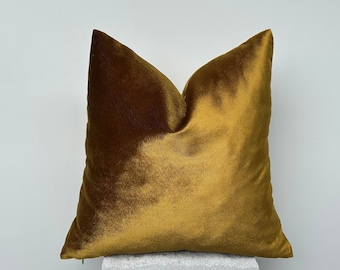 Irisierender Gold Baumwollsamt Kissenbezug, Senf Samt Dekokissen, Solid Gold Senf Kissenbezug, Gelb Euro Sham, Benutzerdefinierte Größe