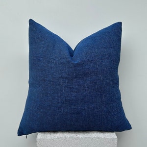 Cobalt Blue Thick Linen Pillow,Jeans Blue Linen Pillows,Linen Textured Pillow,Solid Blue Woven Cushion,Blue Euro Sham, Custom Size Pillow