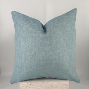 Light Blue Linen Throw Pillow Cover for Couch or Bed, Minimalist Decorative Cushion Cover, Soft Modern Farmhouse Sofa Pillow Case Accent