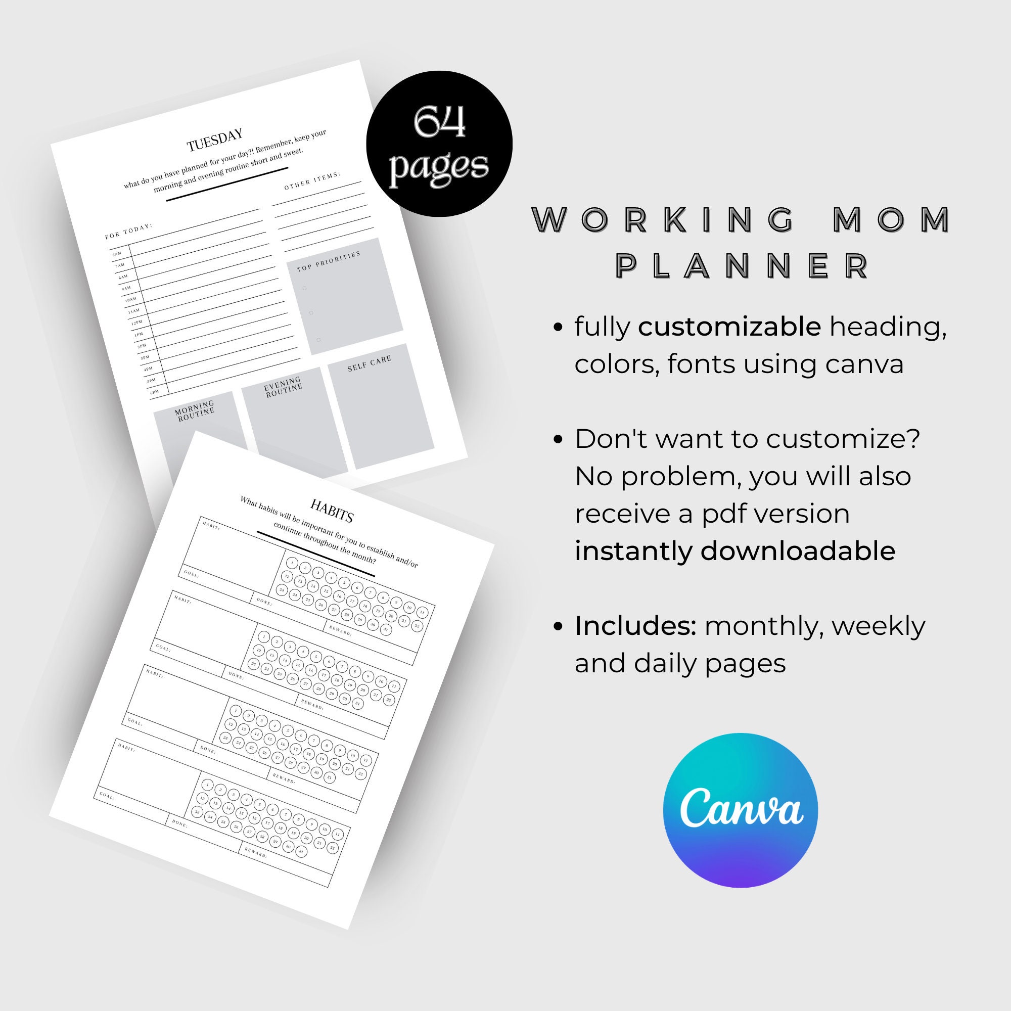 Working Mom Planner Mom Binder Household Planner Printable - Etsy