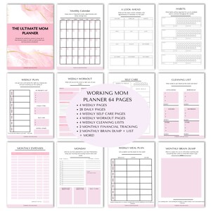 Pink Working Mom Planner, Busy Mom Planner, Mom Planner Printable, Self ...