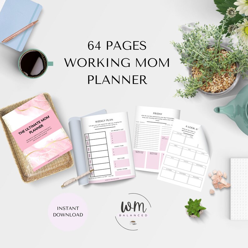 Pink Working Mom Planner, Busy Mom Planner, Mom Planner Printable, Self ...
