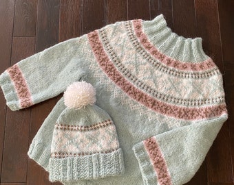 Nordic relaxed-fit  handknit pullover sweater