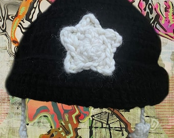 black and white star hat