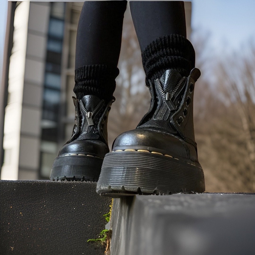 Doc Socks Midnight Black Knitted Tube Socks for Doc Martens or Bed