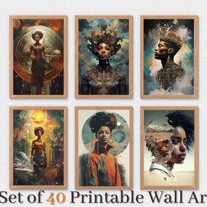40 Afrofuturistic Printable Art, Afrofuturism, Surreal, African American, Afrocentric art, Abstract, African, Afrofuturistic