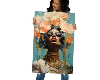 Surreal Vintage Floral Poster - Abstract Afrocentric Wall Art Décor