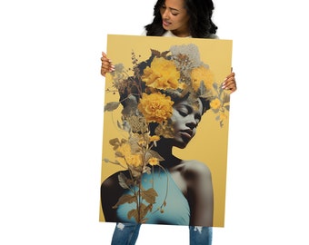 Surreal Vintage Floral Poster - Abstract Afrocentric Wall Art Décor