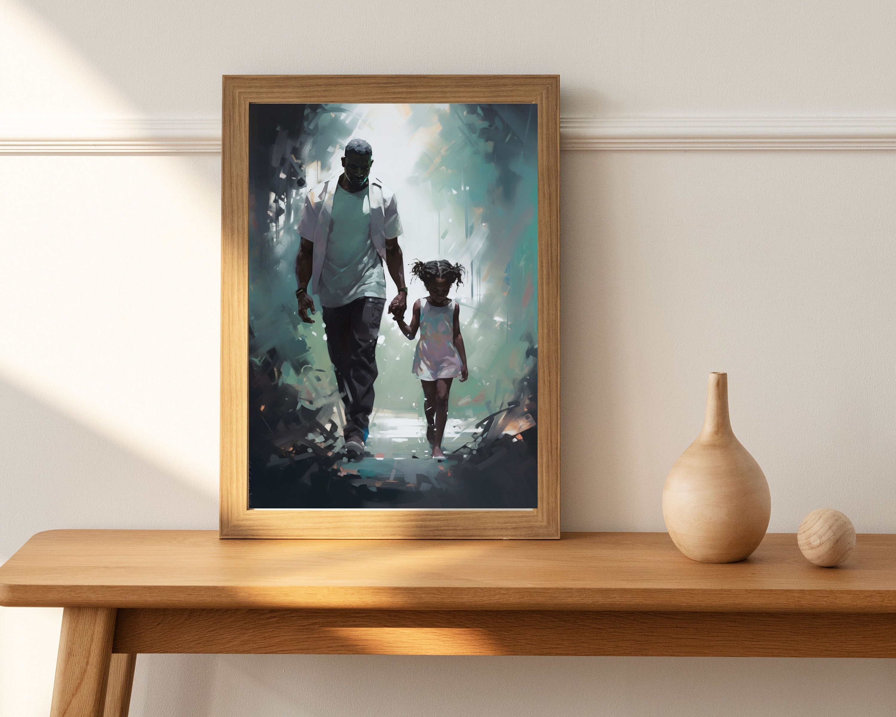 10 Printable Artworks, Father and Daughter, African American ...