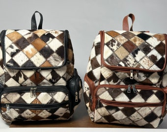 Zaino in pelle di vacchetta fatto a mano: borsa da viaggio in stile western