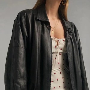 Blouson aviateur surdimensionné des années 90, veste en cuir classique rétro vintage