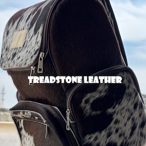Leather Diaper Bag with Personalized name tag |Cowhide Large Backpack Bag Gift for Mom, Kids, Toddlers, Travel Backpack Bag