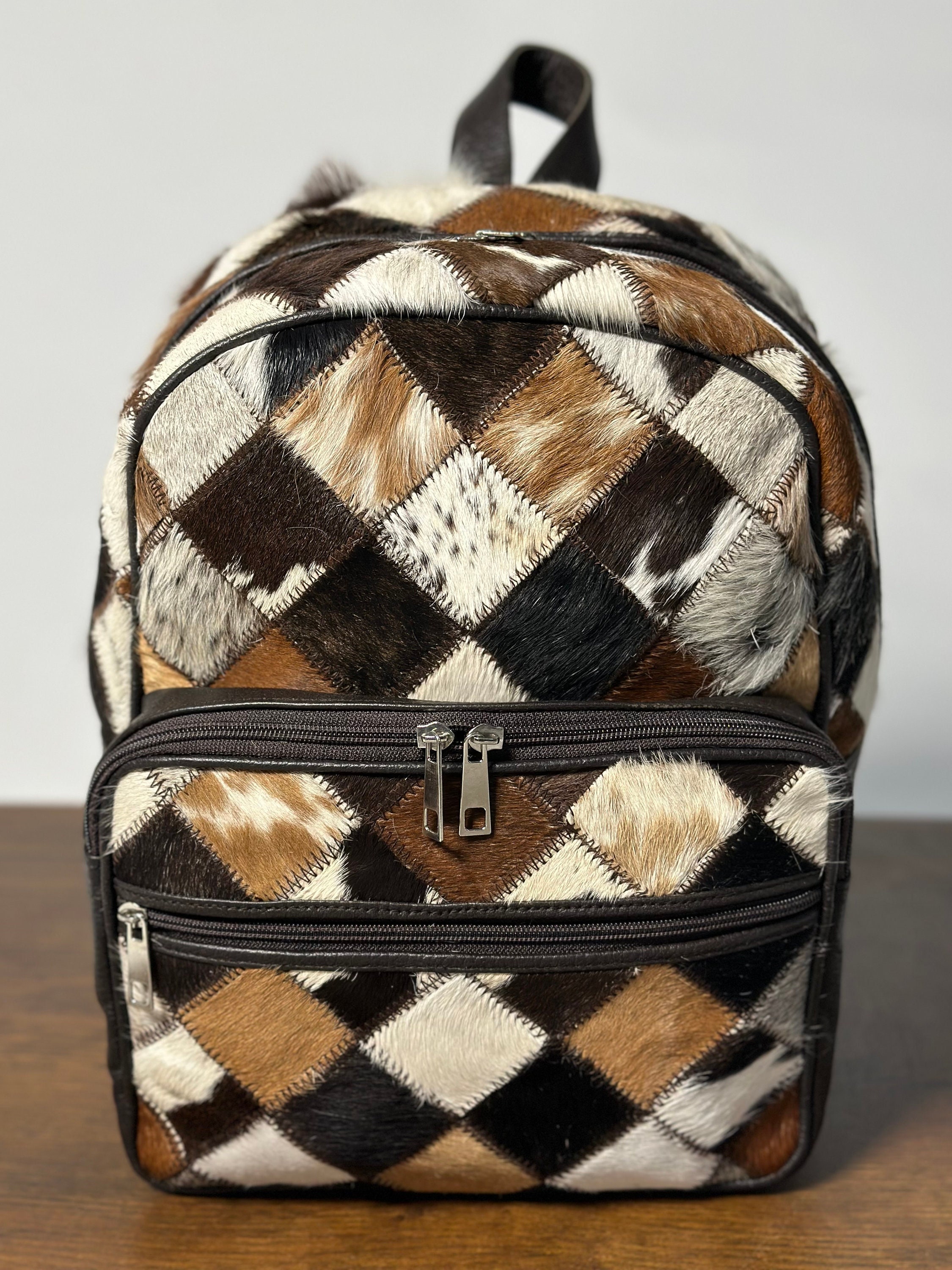cowhide leather backpack purse Crossbody 02 Hand selected hair on hide Boho Chic Cowhide Backpack With