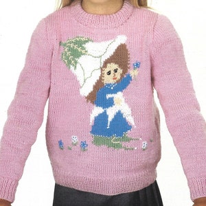 PDF Knitting Patterns -DK - Girls Knitted Victoria Plum Jumper Detail Sizes 20&quot; to 26&quot;. Instant Download