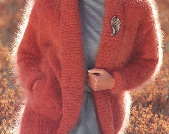 PDF Knitting Pattern - Ladies Easy Knit Edge to Edge Jacket, Mohair or Light Chunky, Instant Download, English Language