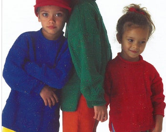 PDF Knitting Pattern - DK - Childrens Roll Necked Long Line Jumper/ Boys Jumper/ Girls Jumper 20 to 30 chest English Language