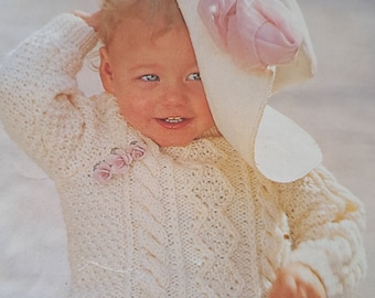 PDF Knitting Pattern - Aran Baby Toddler Round Necked Cable Jumper Sizes 18" to 24". English Language. Instant Download