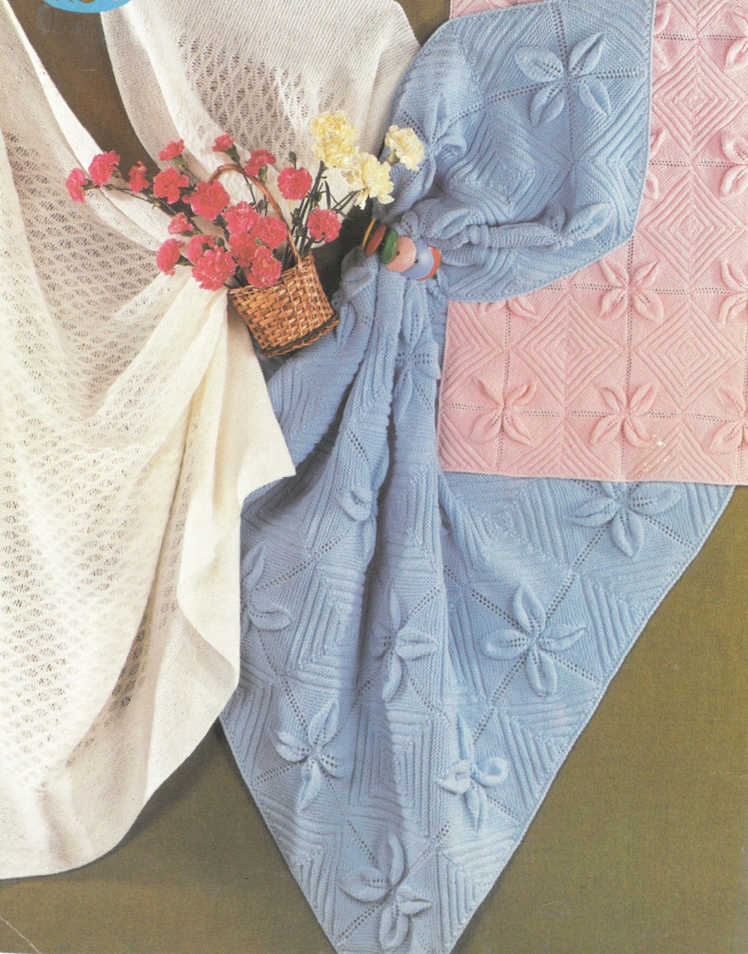 PDF Knitting Patterns Baby Blankets and Shawl, DK, 4ply and 3 Ply. Cot