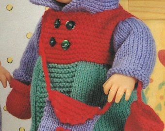 PDF Knitting Pattern - DK - Dolls Knitted Clothes /Dolls Coat /Dolls Dress/ Dolls Jumper/ Dolls Shoes 12 to 22 High Doll English Language