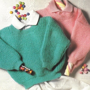 PDF Knitting Patterns - Toddler Fisherman&#39;s rib round necked jumper, 20&quot; to 24&quot;. Instant Download, English Language.